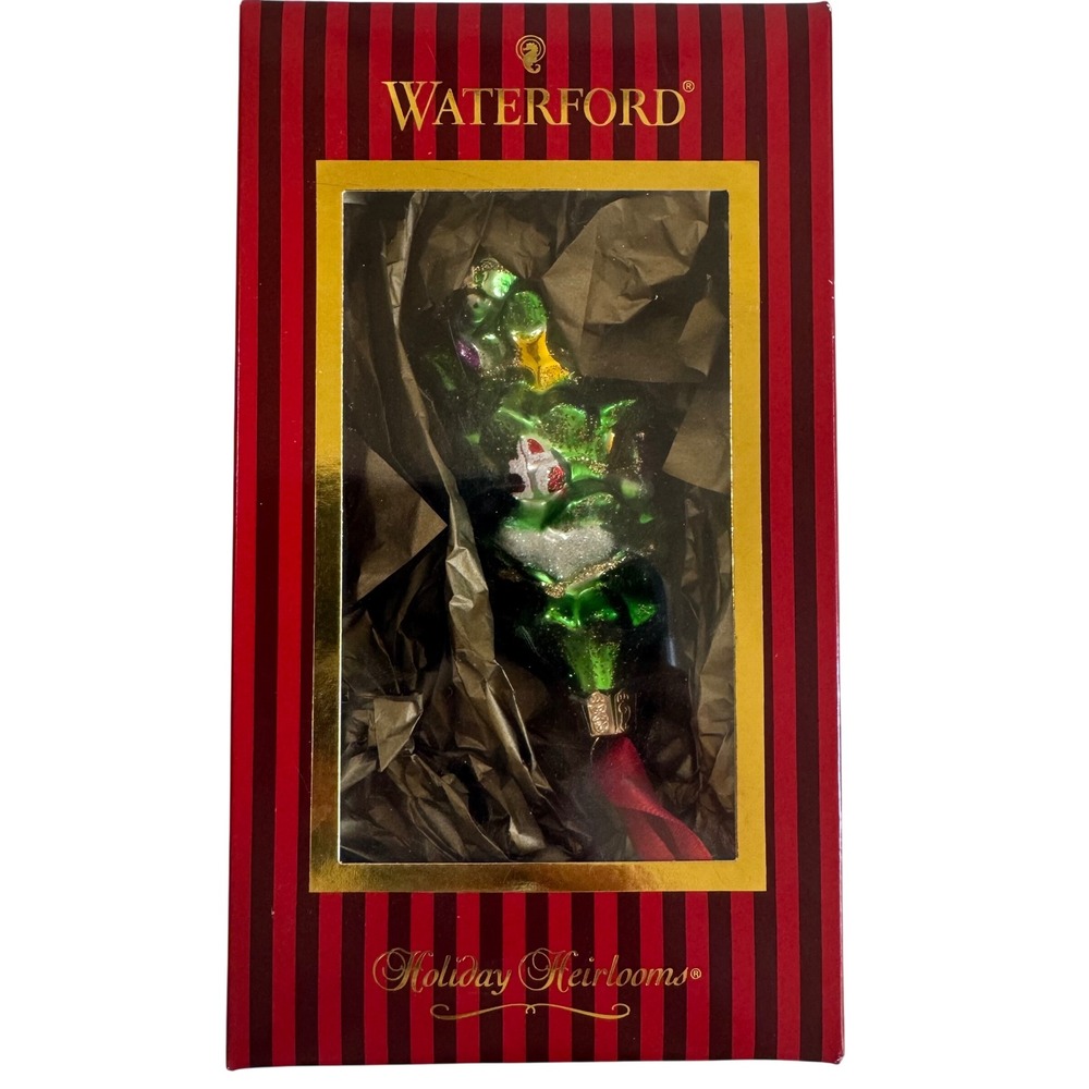 Waterford Holiday Heirlooms Glass Christmas Tree Ornament 153721 Green Glitter